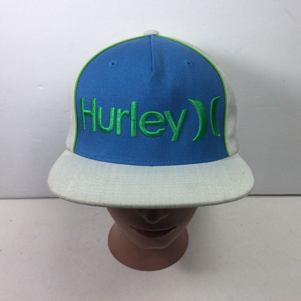 Hurley Hat Snapback SpellOut Trucker‎ Baseball Cap Embroidered Logo Gray Blue